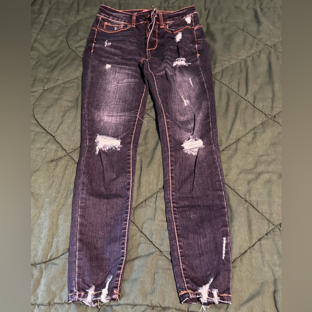 Wax Jean Ripped Indigo Skinny Jeans